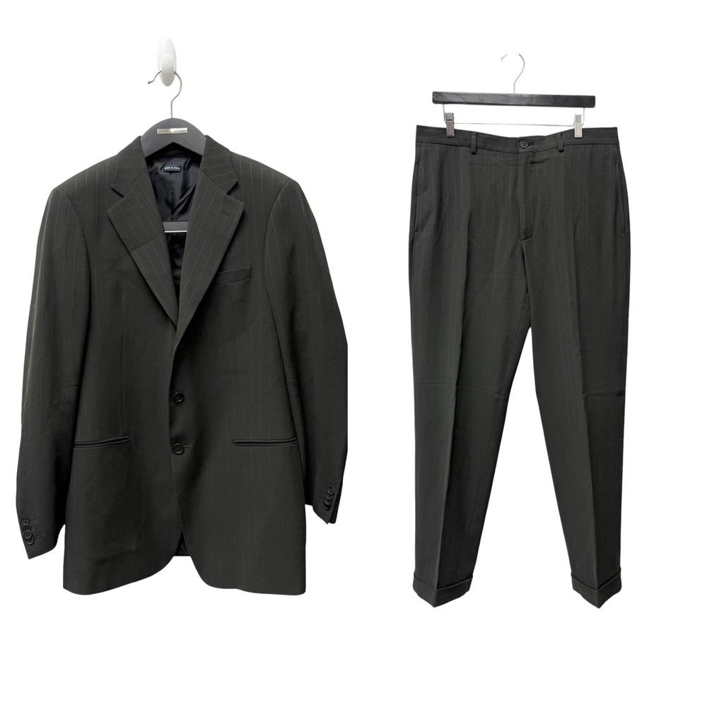 Giorgio Armani Borgo 21 Mens Pinstripe Suit Wool Cotton Made in Italy Grey 52/42